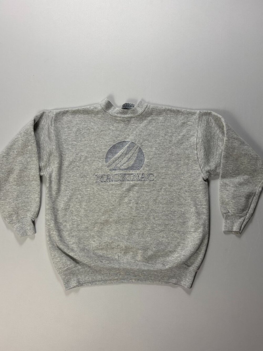 Vintage Mackinac Island Crewneck Sweatshirt Sz L Michigan Sailboat Velva Sheen
